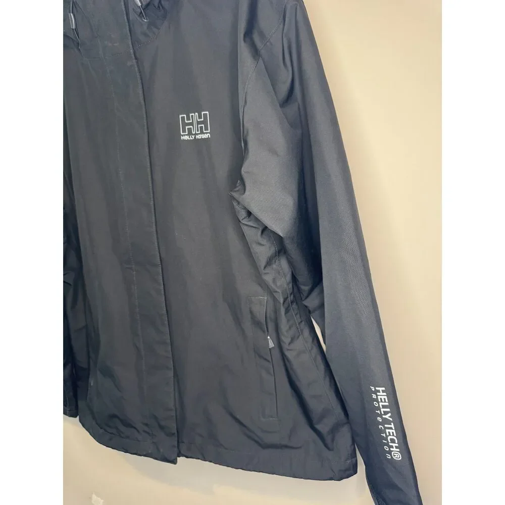 Helly Hansen Helly Tech Rain Jacket Womens L Black Waterproof Hooded Coat - Picture 3 of 7